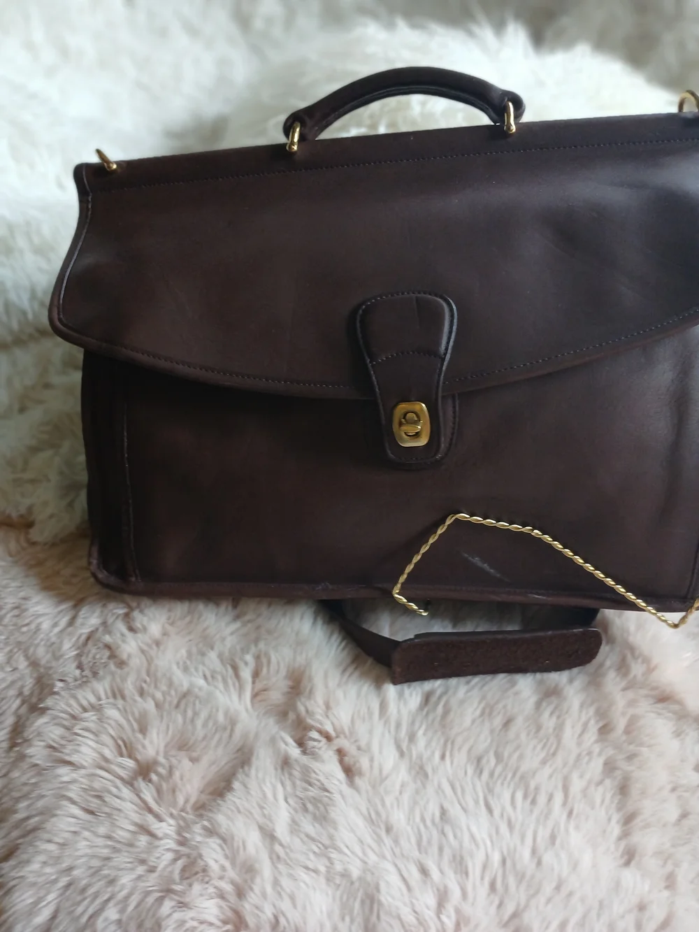 Classic Brown Leather Messenger Bag with Gold Hardware Coach.